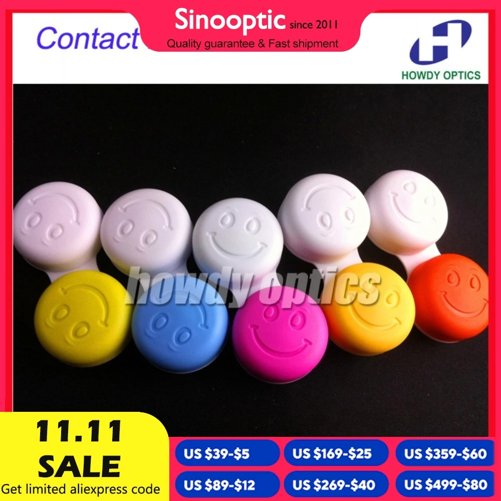 100pcs Wholesale Smile Contact Lens Case Contact Lenses Case Contact Lens Box Free Shipping