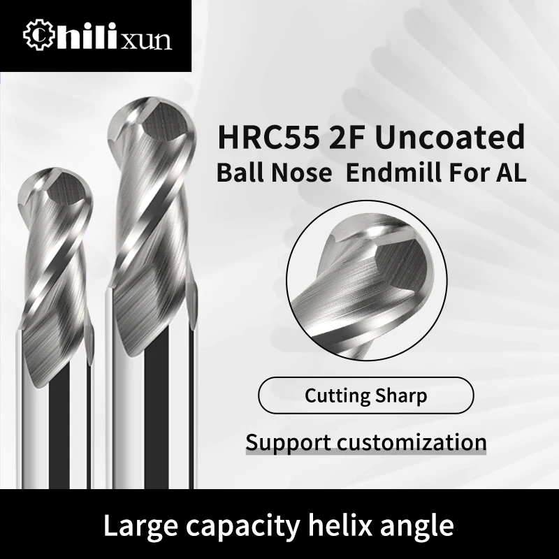 

HILIXUN 2 Flute Ball Nose End Mill HRC55 CNC Router Bit Carbide End Mill Spiral Milling Cutter for Woodworking Fresa Фреза