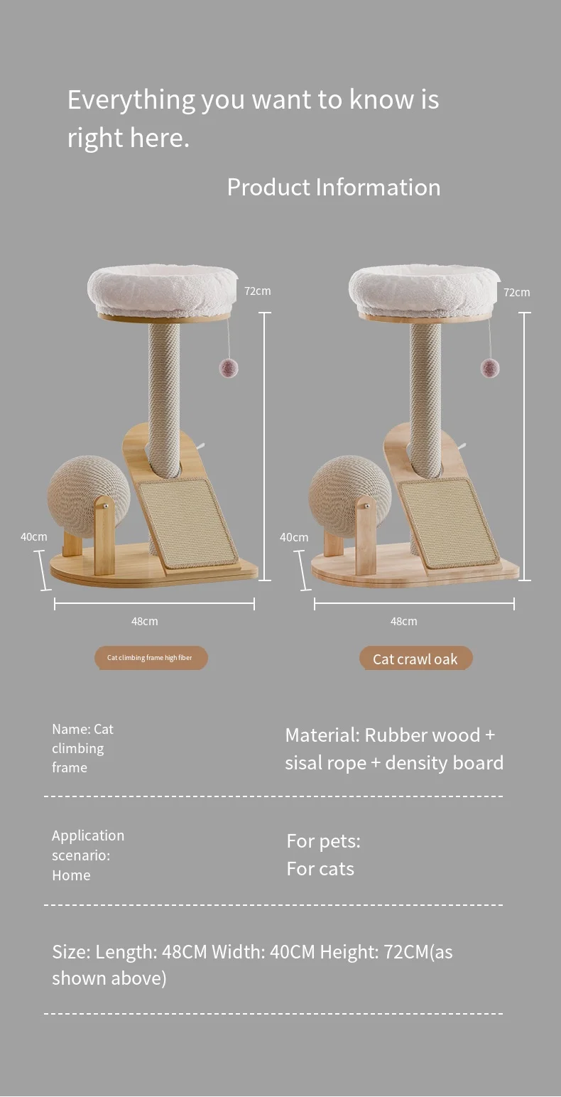 Luxury Solid Wood Cat Tree with Sisal Scratching Board Eco Friendly Cat Bed Interactive Climbing Frame Durable Pet Toys