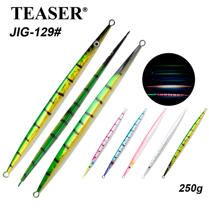 

TEASER J129 Metal Jigbait Hard Jigging Lure Fast Sinking Luminous Glow Metal Jig Fishing Bait 250g 28cm