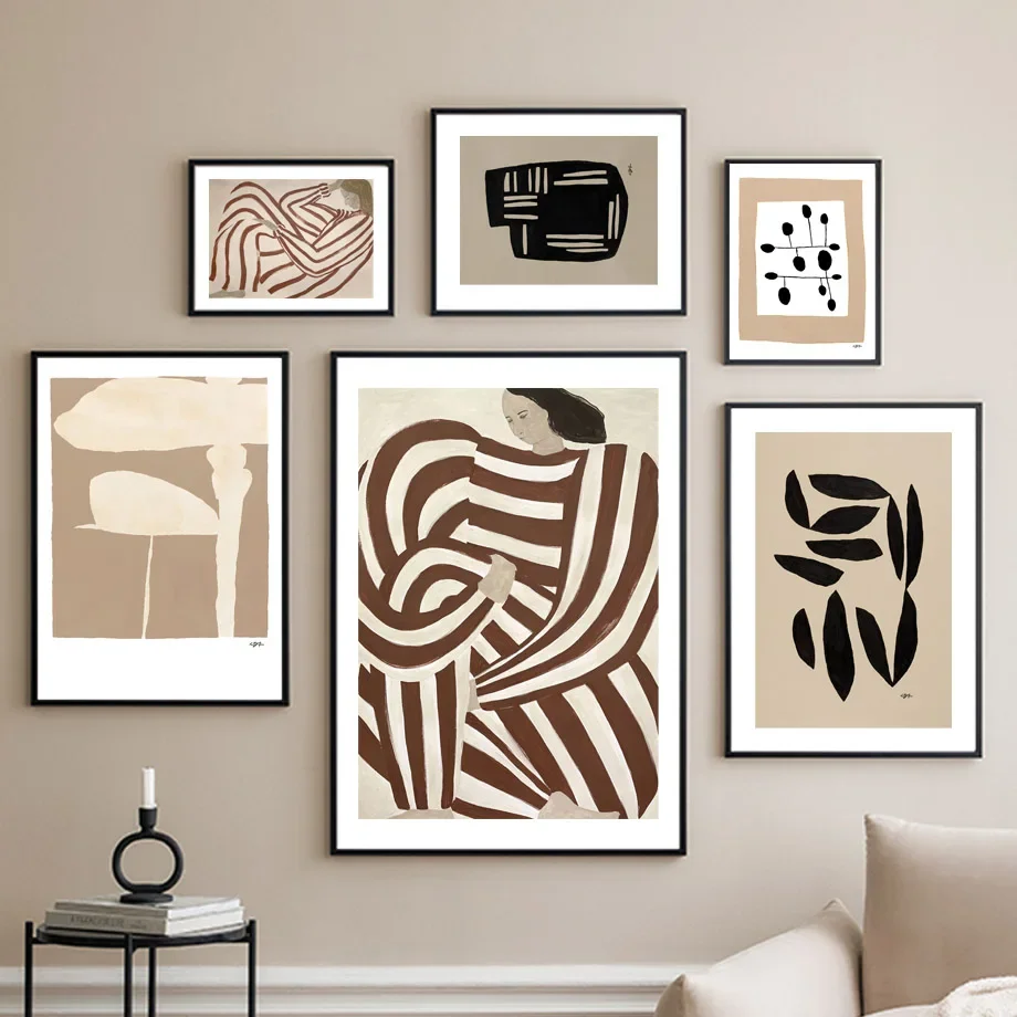 

Abstract Striped Woman Geometry Pattern Minimalist Posters ＆ Prints Wall Art Canvas Painting For Living Room Decorative Pictures