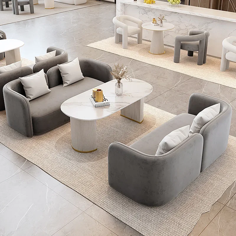 Hotel lobby business negotiation sofa office card seat Nordic sitting area light luxury sofa coffee table combination