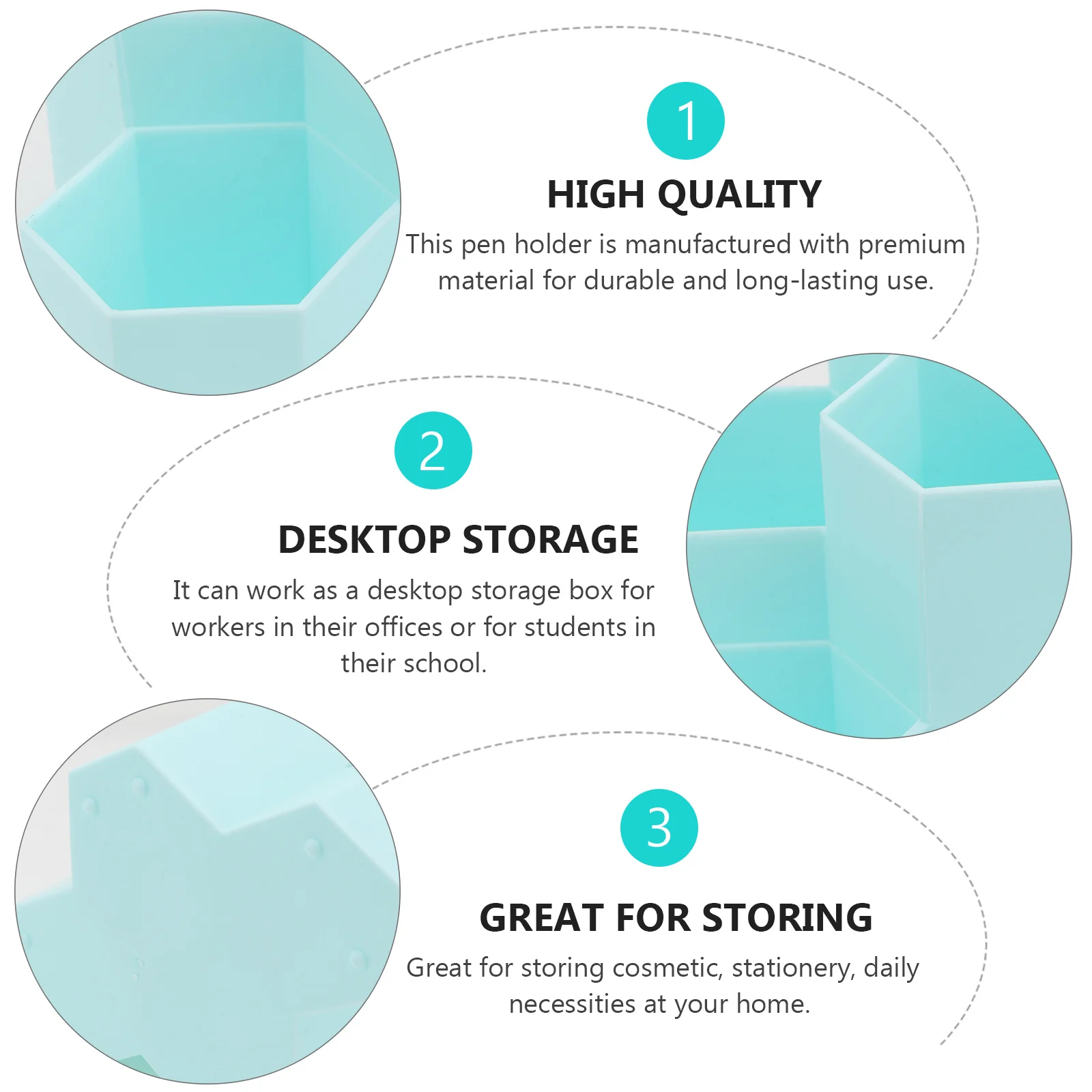 

1Pc Multi Compartment Desktop Organizer Hexagonal Pen Holder Plastic Storage Container For Pencil Makeup Tools Stationery Holder
