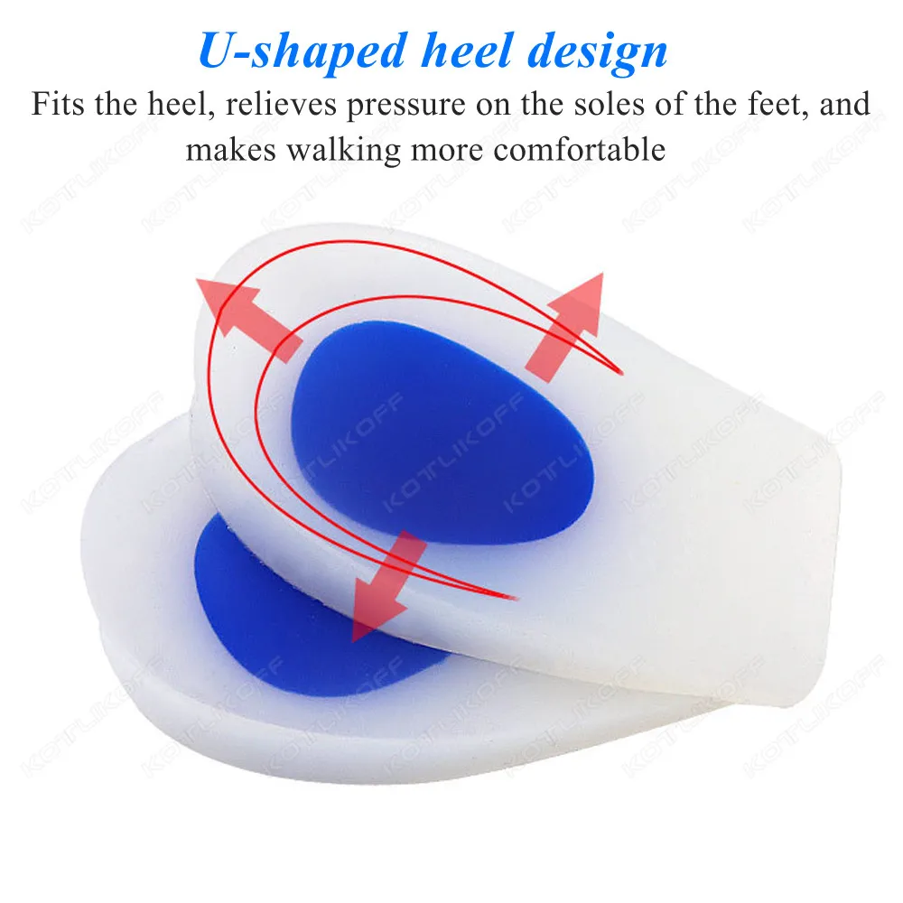 Kotlikoff Heel Inserts For Plantar Fasciitis Medical Silicone Elastic Gel Heel Pad Foot Protection For Calcaneal Spur Reusable