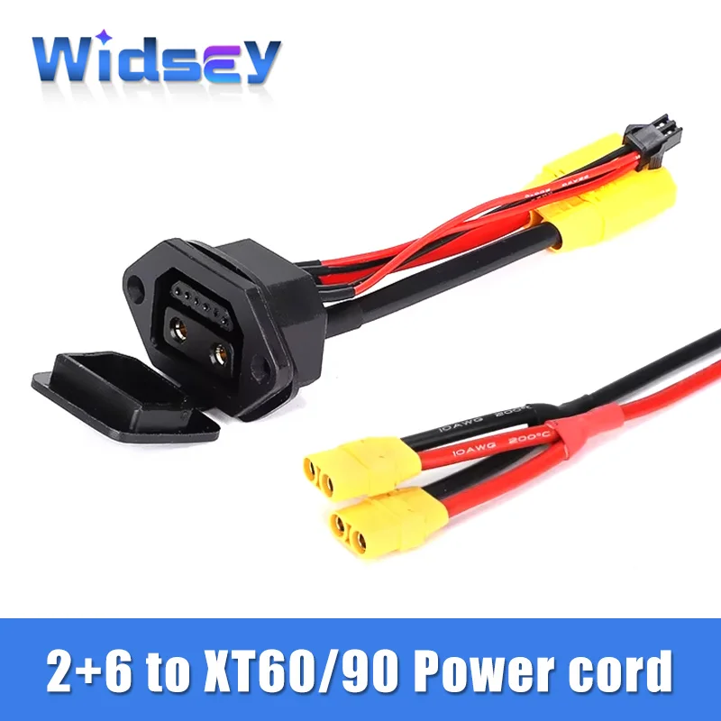 

XT60 to 2+6 Socket Branch Line Connector XT90 Bold Electric Vehicle Charging Port Conversion Pin Adapter E-bike Power Cord Plug