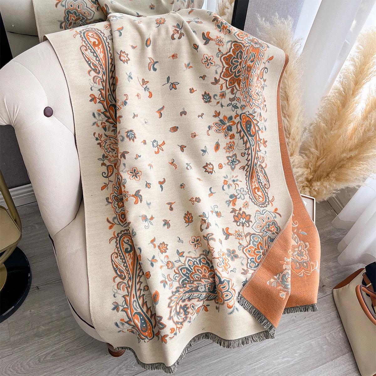 Neue Winter Eleganz Kaschmir Schal Frauen Paisley Zwei-Seitige Schal Weibliche Pashmina Luxus Marke Poncho Dicke Decke Warme Bufanda – Detail 16