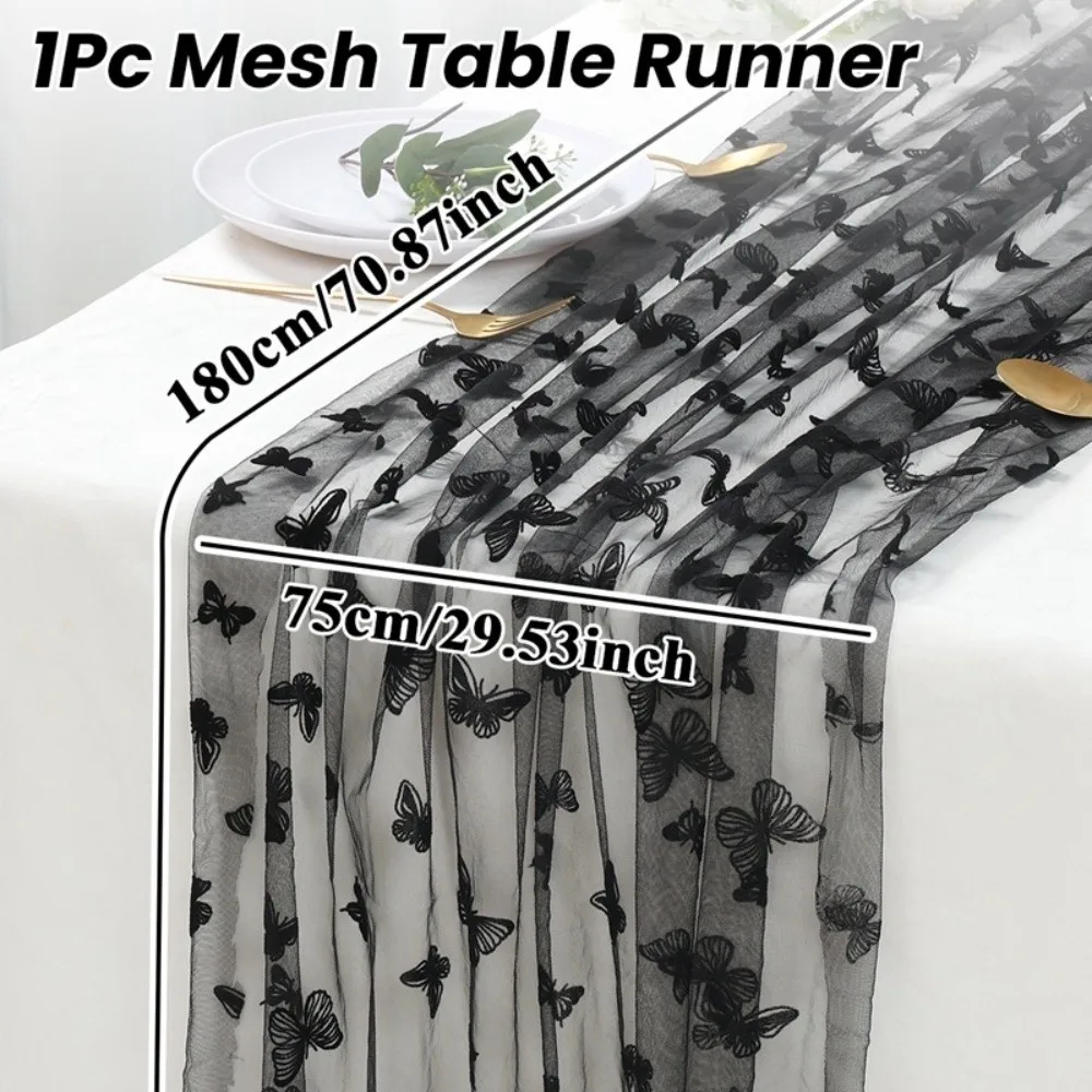 Butterfly Print Butterfly Mesh Table Runner Semi-Transparent Multi-color Gauze Tablecloth Table Decor Wedding Table Runner