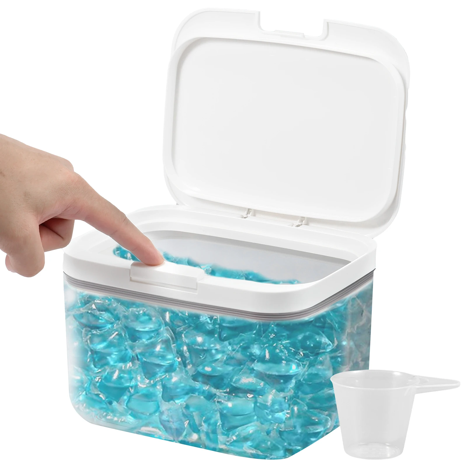 

Automatic Pop-Up Laundry Pods Container Desktop Hair Accessories Storage Box Large Capacity Holds Sealed Scent Beads Organizer