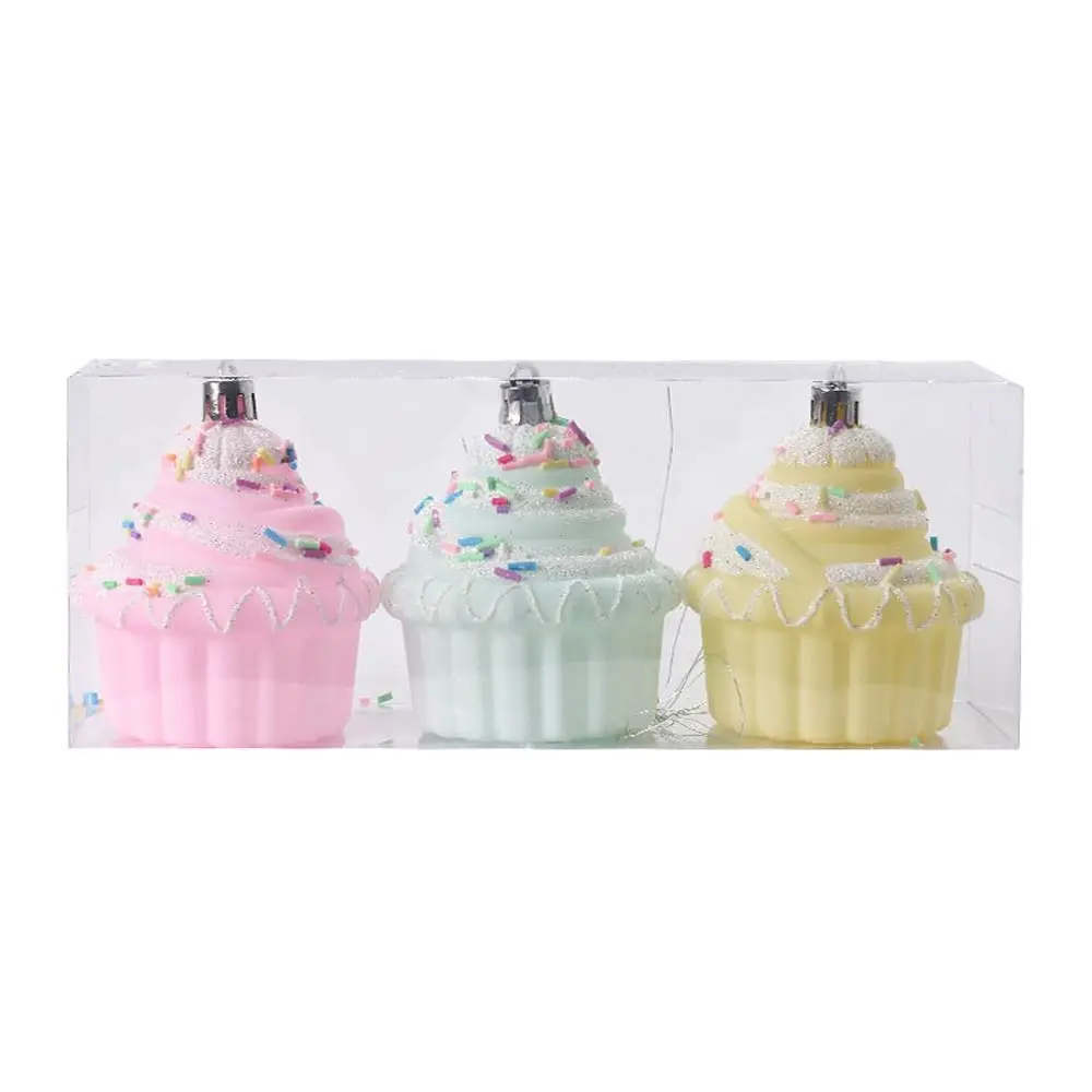 Juego de bolas de caramelo de Navidad macarrón, helado, Donut, pastel de PVC, bolas de piruleta, colgante, adornos elegantes para árbol de Navidad DIY