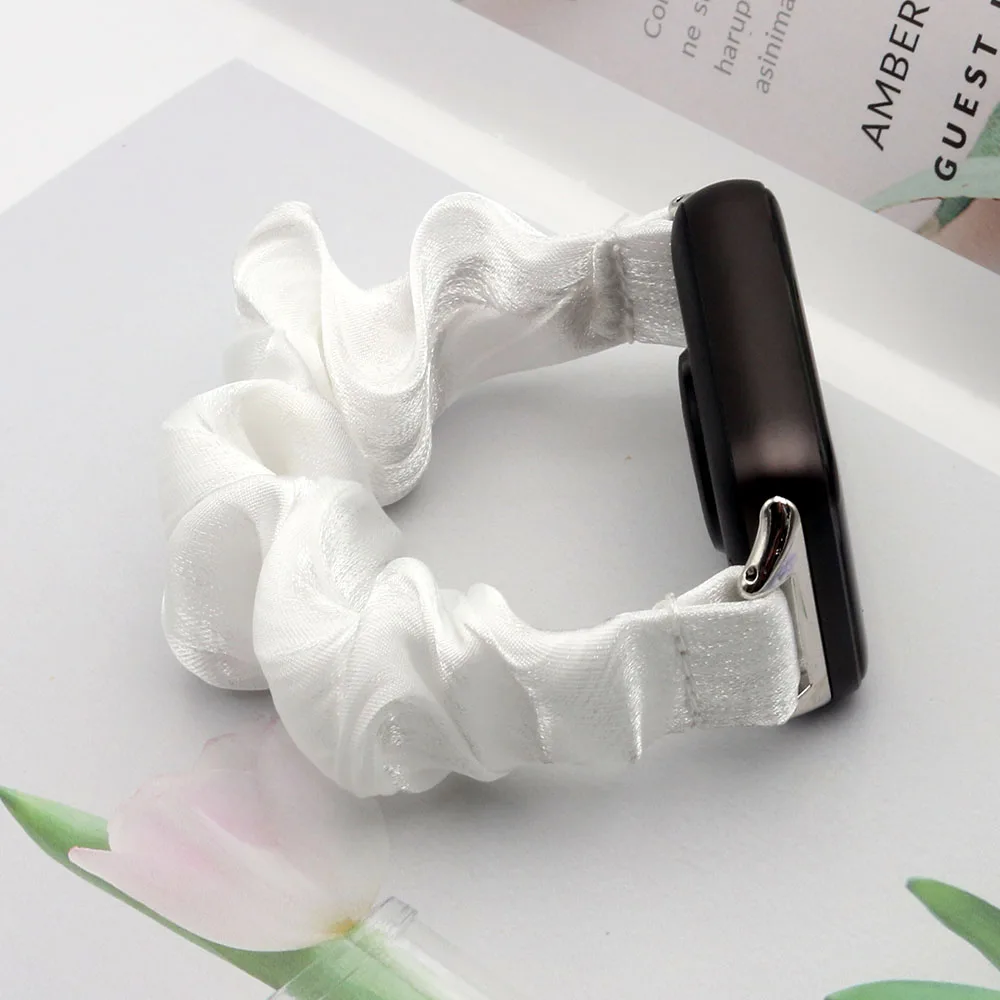 Weißes Stoffarmband für Huawei Band 11 Pro Armband, elastisches Scrunchies-Armband für Huawei Band 11, Damen-Baumwollbänder als Ersatz