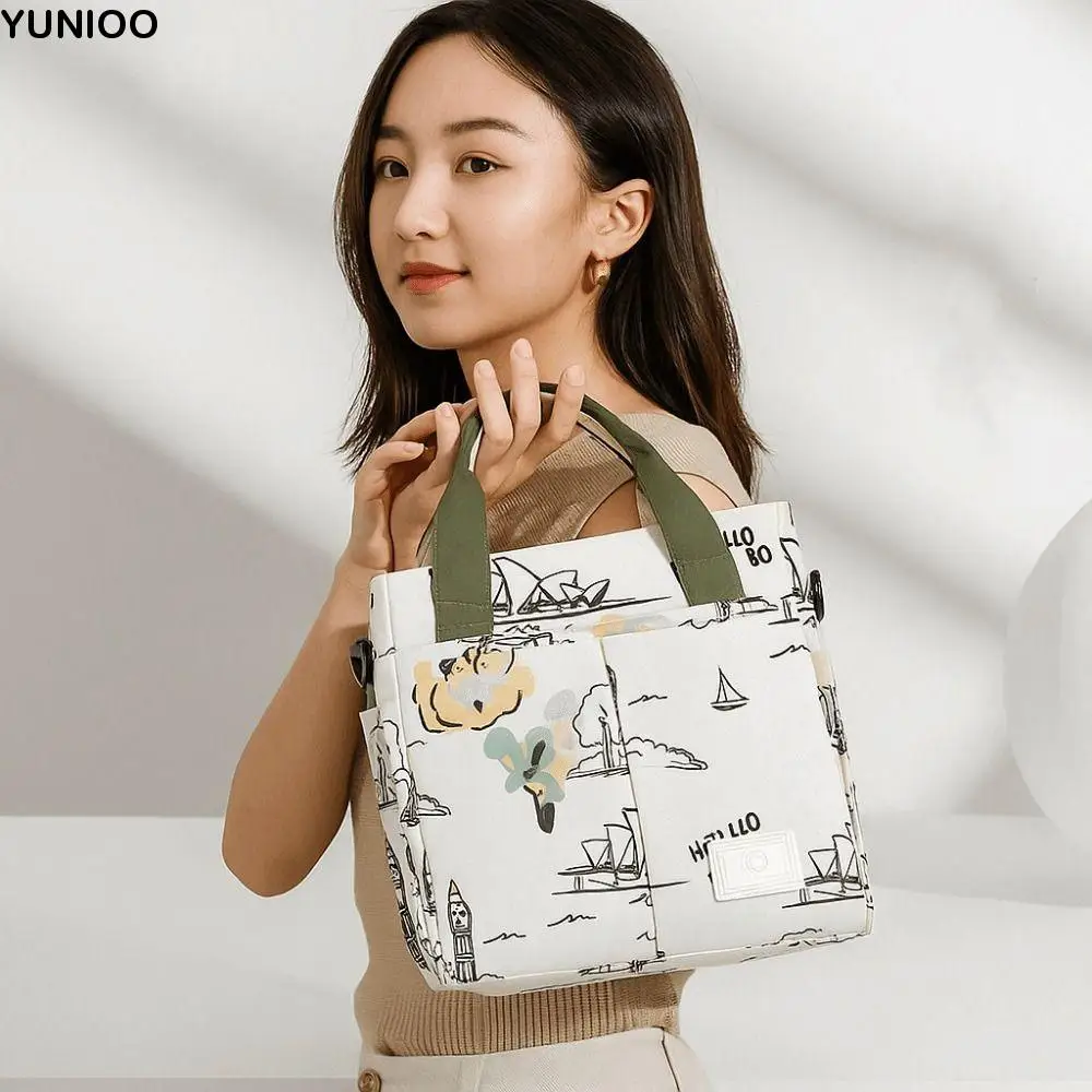 

Casual Waterproof Mommy Handbag Oxford Solid Color Baby Diaper Bag Large Capacity Printing Nappy Bag Picnic