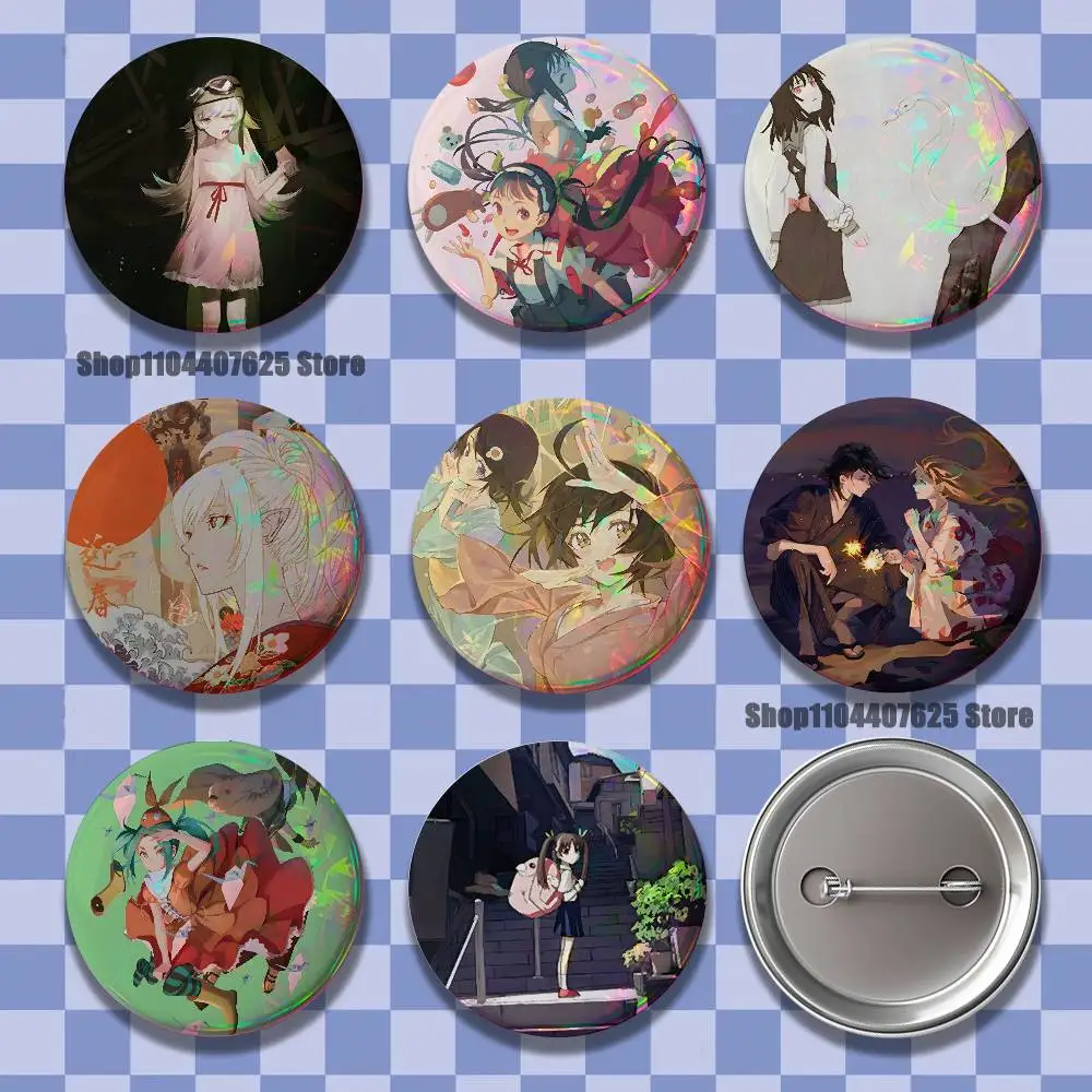 

Comics M-Monogatari Series Badges Button Round Creative Pin Brooch Badge Bag Decor Accessories Fans Collect Friends Gifts