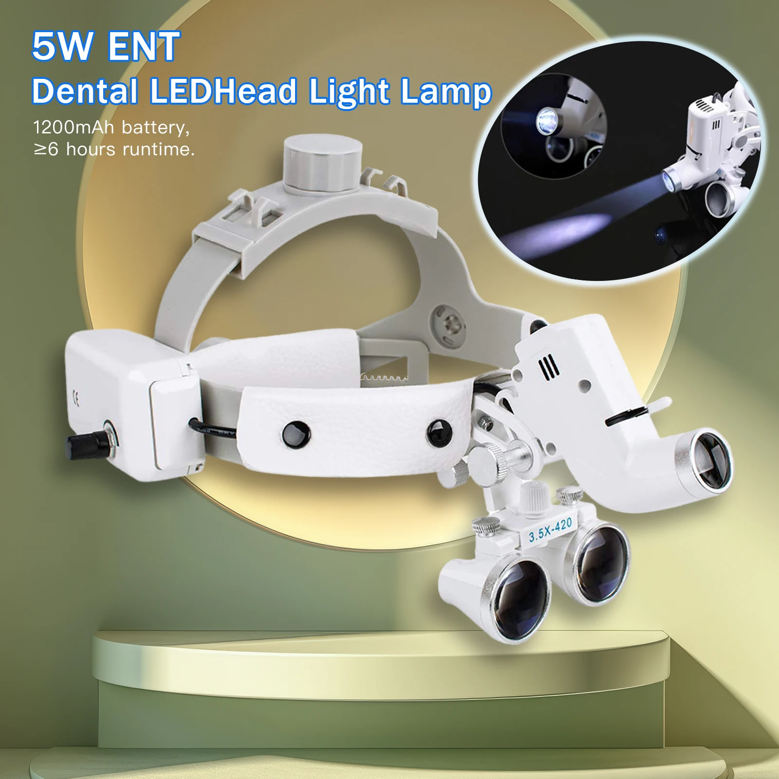 5W Dental Binocular Loupes LED Head Light Lamp Brightness Spot Ajustable Dental Lab Headlamp Surgical Headlight