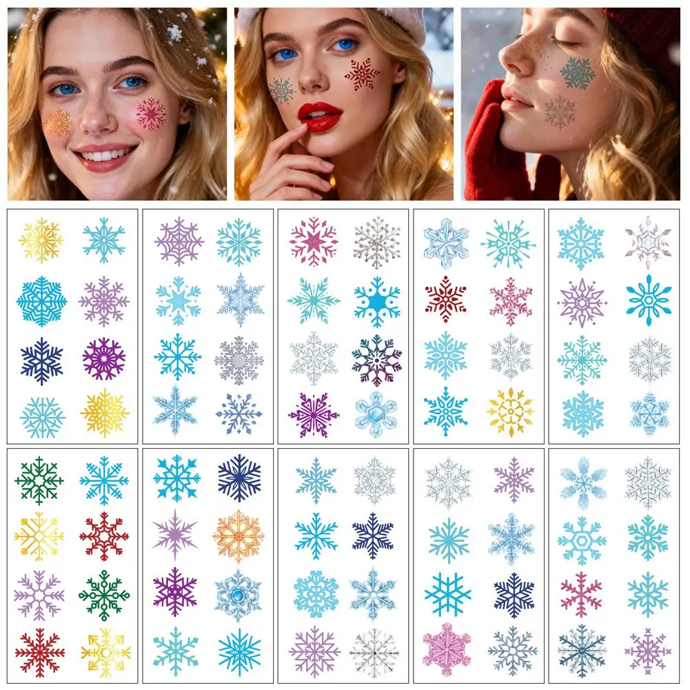 

Красочные креативные поддельные временные татуировки снежинка боди-арт красота лицо татуировка макияж наклейка для женщин Q0Q2