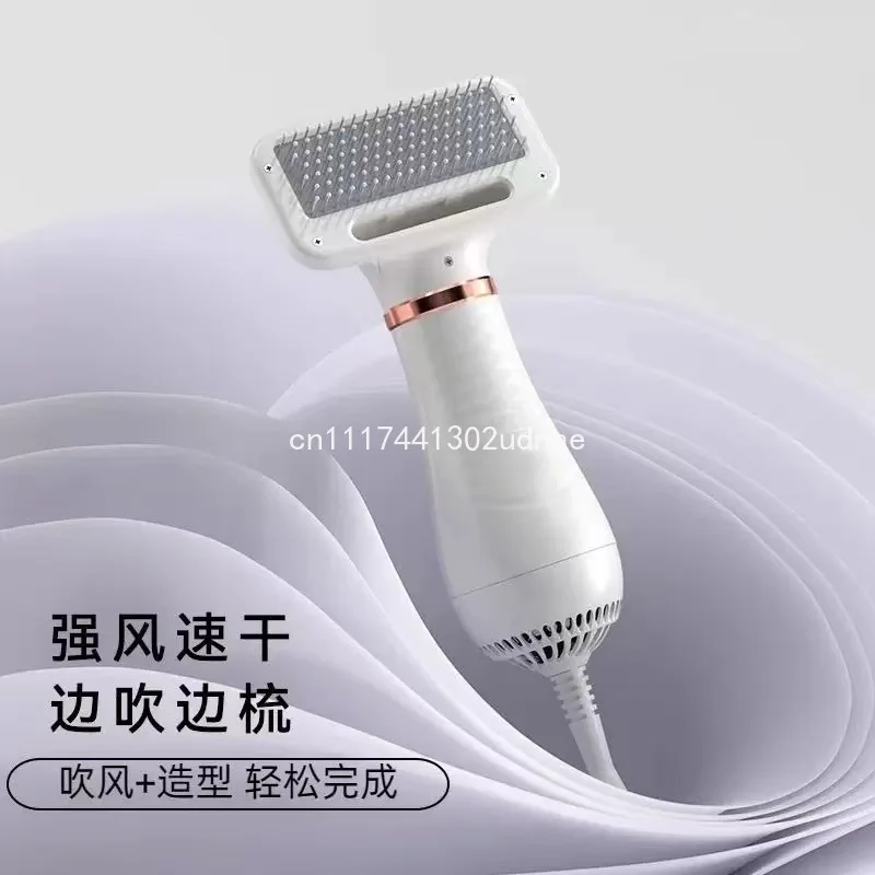 2-in-1 Pet Hair Dryer & Slicker Brush for Cats Dogs, Grooming Blow Dry Comb with One-key Hair Removal