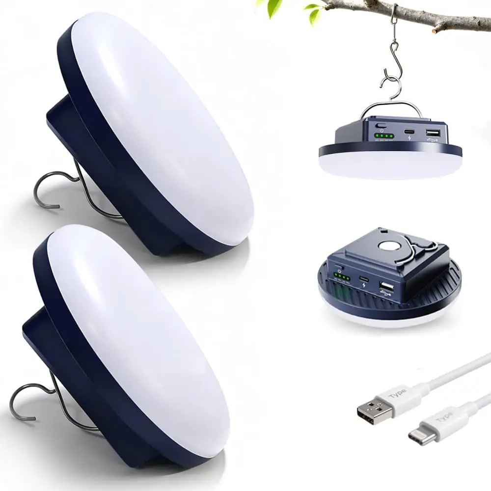 

Перезаряжаемый светодиодный фонарь для кемпинга, 4500 люмен, портативный USB-светильник с магнитным креплением для экстренных ситуаций на открытом воздухе (2 шт.)