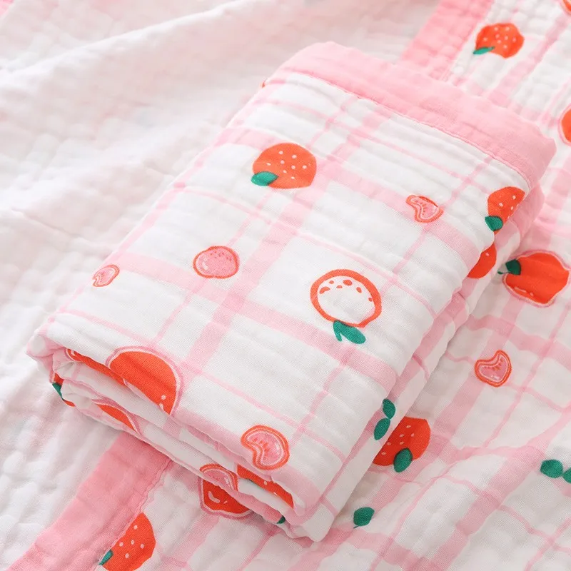 100% algodão cobertores do bebê 6 camadas de gaze respirável musselina algodão macio absorvente recém-nascido swaddle cobertores dos desenhos animados toalha de banho do bebê