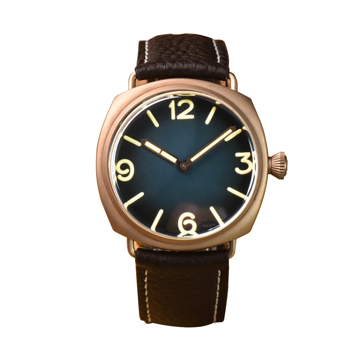 Hruodland الصلبة البرونزية الكوارتز الرجال الساعات 20ATM مقاوم للماء روندا 502 Mov't 2 الأيدي تصميم بسيط الياقوت كريستال ساعة اليد الرجال