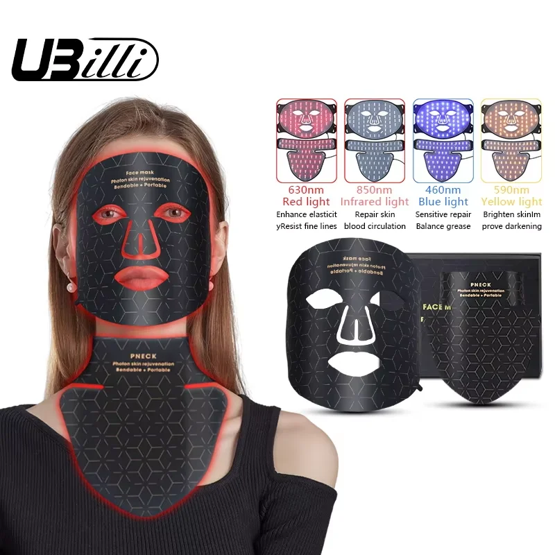 

LED 4 Color Red LED Light Therapy Mask Anti Aging Wrinkle Reduction Firming Whitening Advanced Photonic Mask