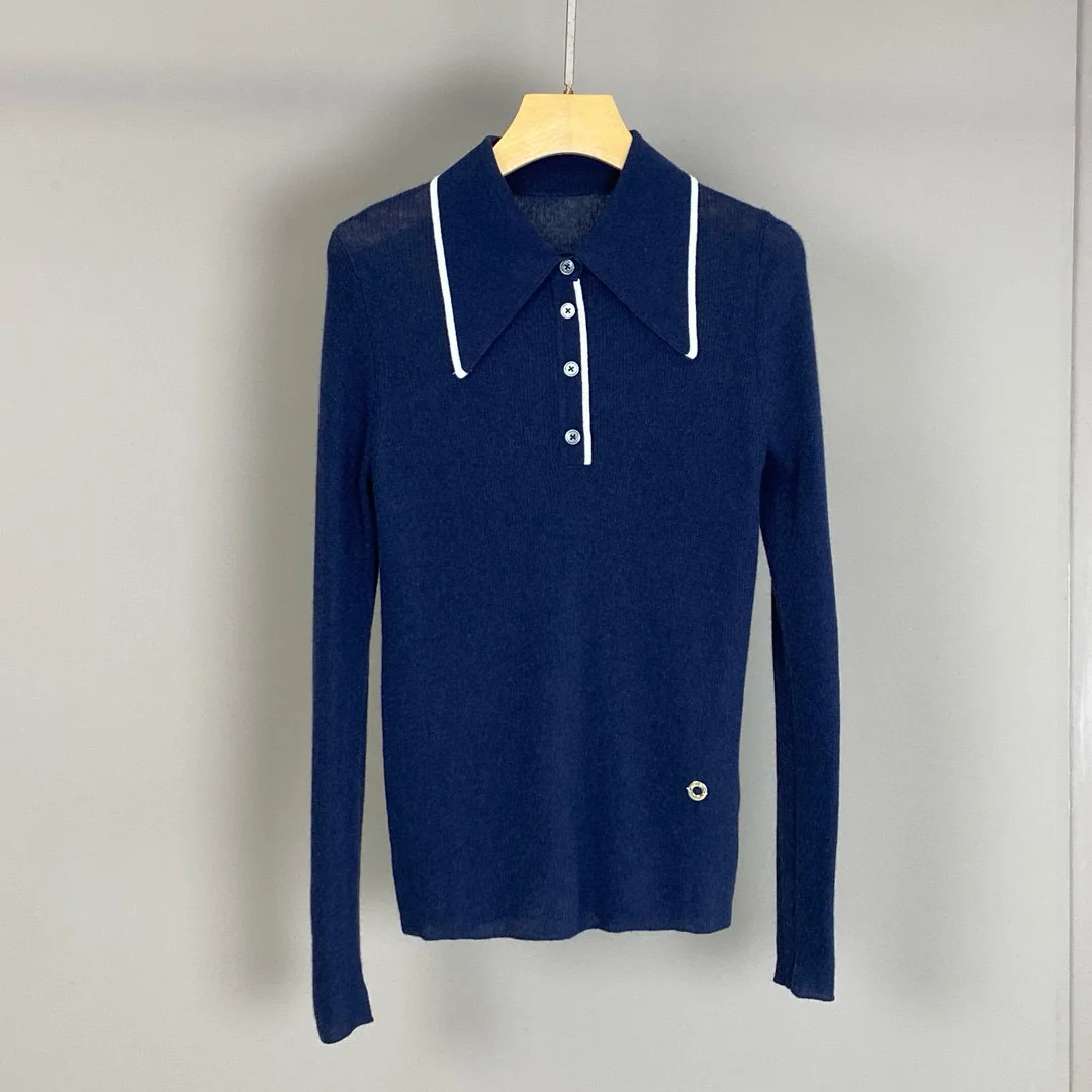 

Women's Autumn Winter New Cashmere Lapel Versatile Casual Knitted Long Sleeve Sweater