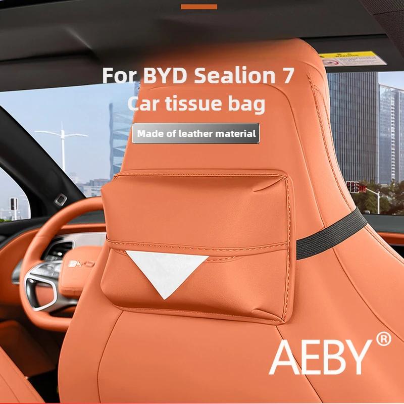 

AEBY для BYD Sealion 7 2024, подвесной автомобильный держатель для салфеток, органайзер из мягкой кожи, противоскользящий чехол для хранения на заднем сиденье, аксессуары