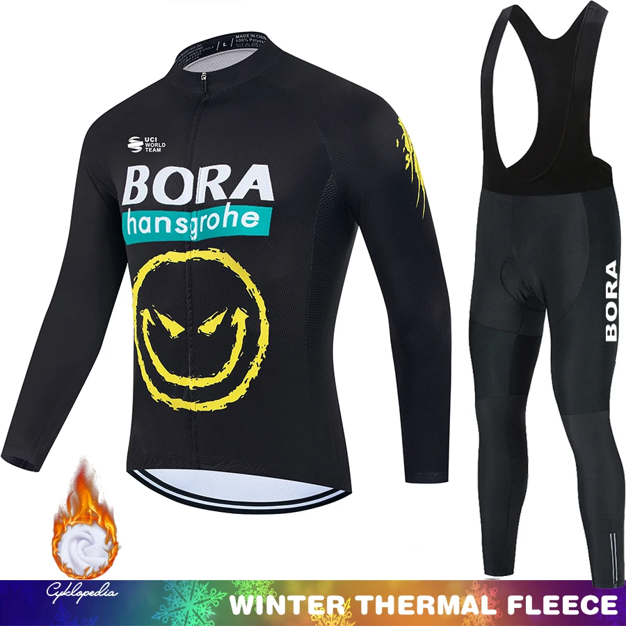 

Fleece Cycling Jersey Men UCI BORA Mtb Clothing Winter Thermal Men's Suit Retro Man Mountain Bikes Outfit 2025 Set Termal Bib