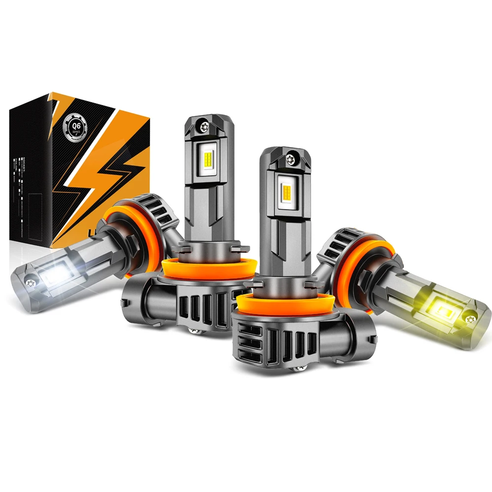 

AUXBEAM LED FOG LIGHT Fanless Plug -N-Play Fog Light BULBS 6500K COOL WHITE / 3000K Yellow Light 600% ULTRA BRIGHTNESS Q6 Series