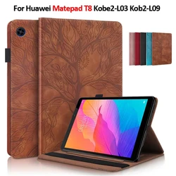 Emboss Tree Leather Flip Case for Huawei Matepad T8 Case Kob2-W09 Kob2-L09 Wallet Stand Tablet For Huawei Matepad T 8 inch Cover