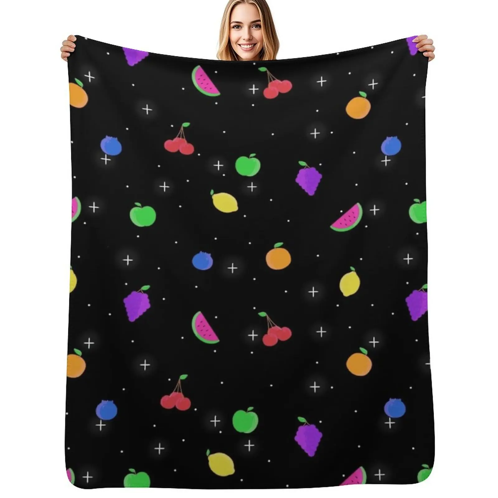 Space Froot Throw Blanket Plush Fuzzy Cozy Blanket for Couch Sofa