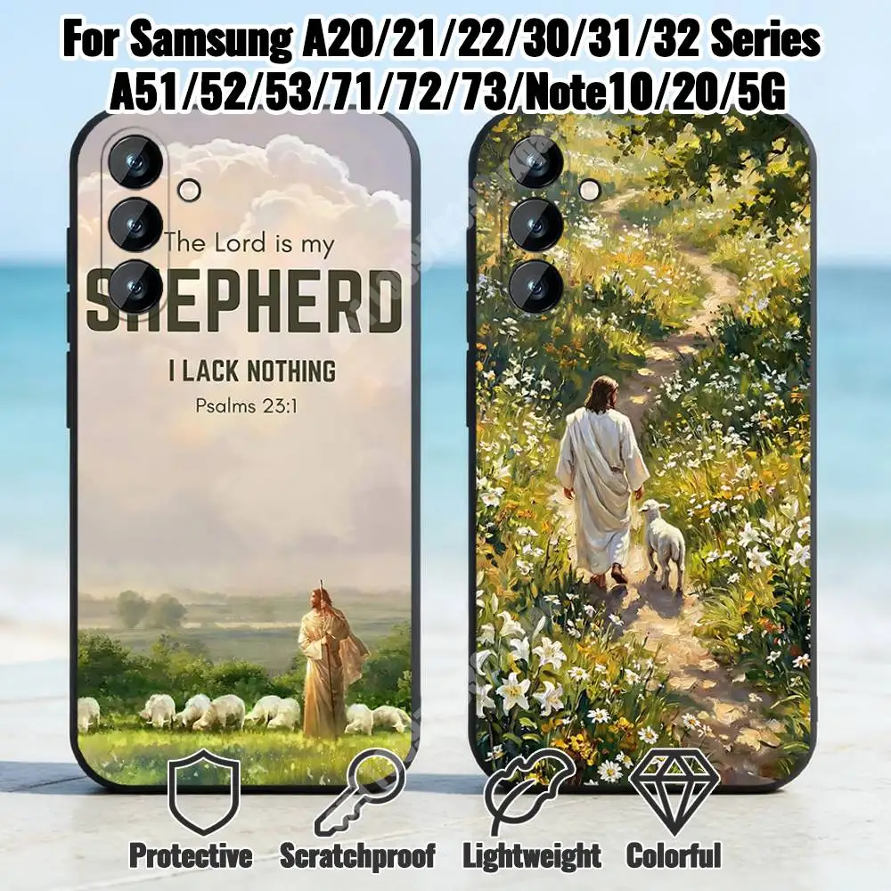 Jesus Christ The Shepherd Phone Case for Samsung Galaxy A73 72 71 70 A53 52 41 40 A32 31 30 Note20 Note10 Note9