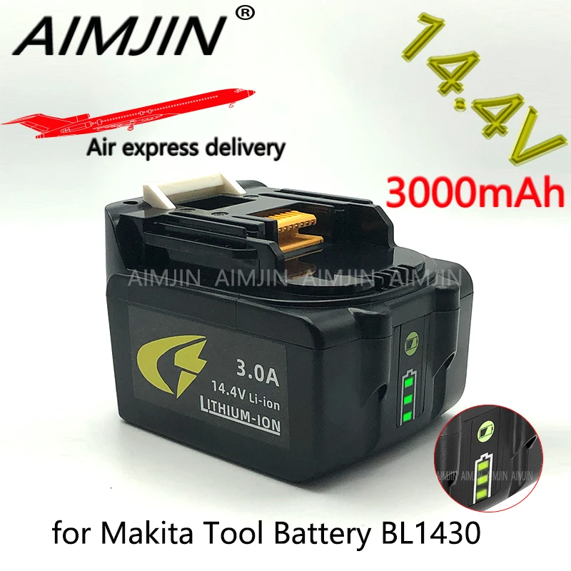 

14.4V 3.0Ah Drills Battery For Makita BL1430 Replacement Rechargeable Lithium Ion LXT200 BL1415 194558-0 194559-8 194066-1