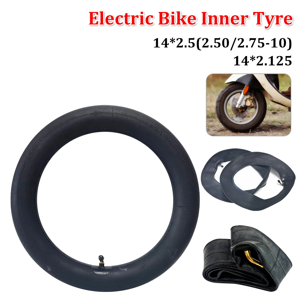 14 Inch Pneumatic Wheel Tire 14*2.5(2.50/2.75-10)/14*2.125 Inner Tyre With Bent Valve For Electric Bicycles Cycling Parts