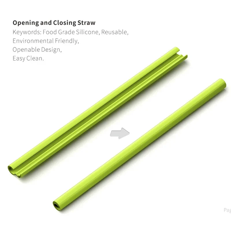 Silicone Foldable Straw 250MM Environmentally Friendly Reusable Easy To Clean Foldable Food Grade Silicone Foldable Straw