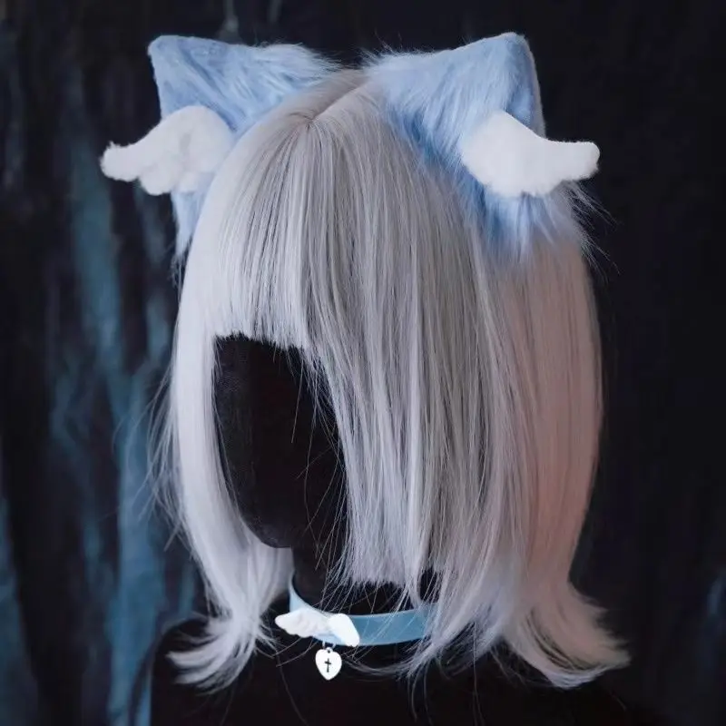 Hair accessory cosplay plush cute lolita ears hairpin angel wings blue headband