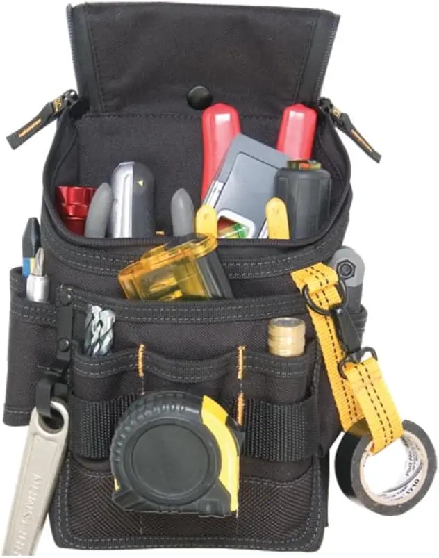 

Средняя черная универсальная сумка-органайзер с 11 карманами и двойной молнией для надежного хранения