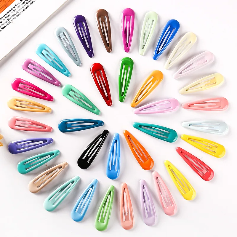 10/20/30Pcs Girls Hairpin Water Drop Hair Clip Candy Solid Color Barrette Oil BB Hairclip Ornament New Children Hair Accessories