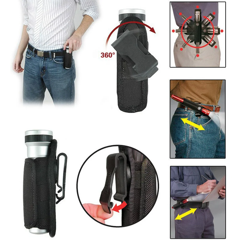 

Rotary Flashlight Belt Pouch Multipurpose Outdoor Holder Camping Hiking Climbing Duty Belt Torch Storage Bag Adjustable Holder