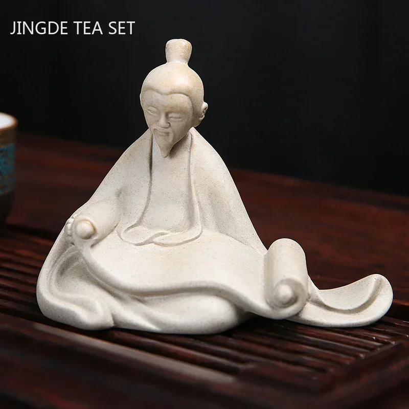 Creative Ceramic Tea Pet Figure Statue Pottery Ornaments Home Garden Decor Desktop Crafts Chinese Tea Ceremony Accessories