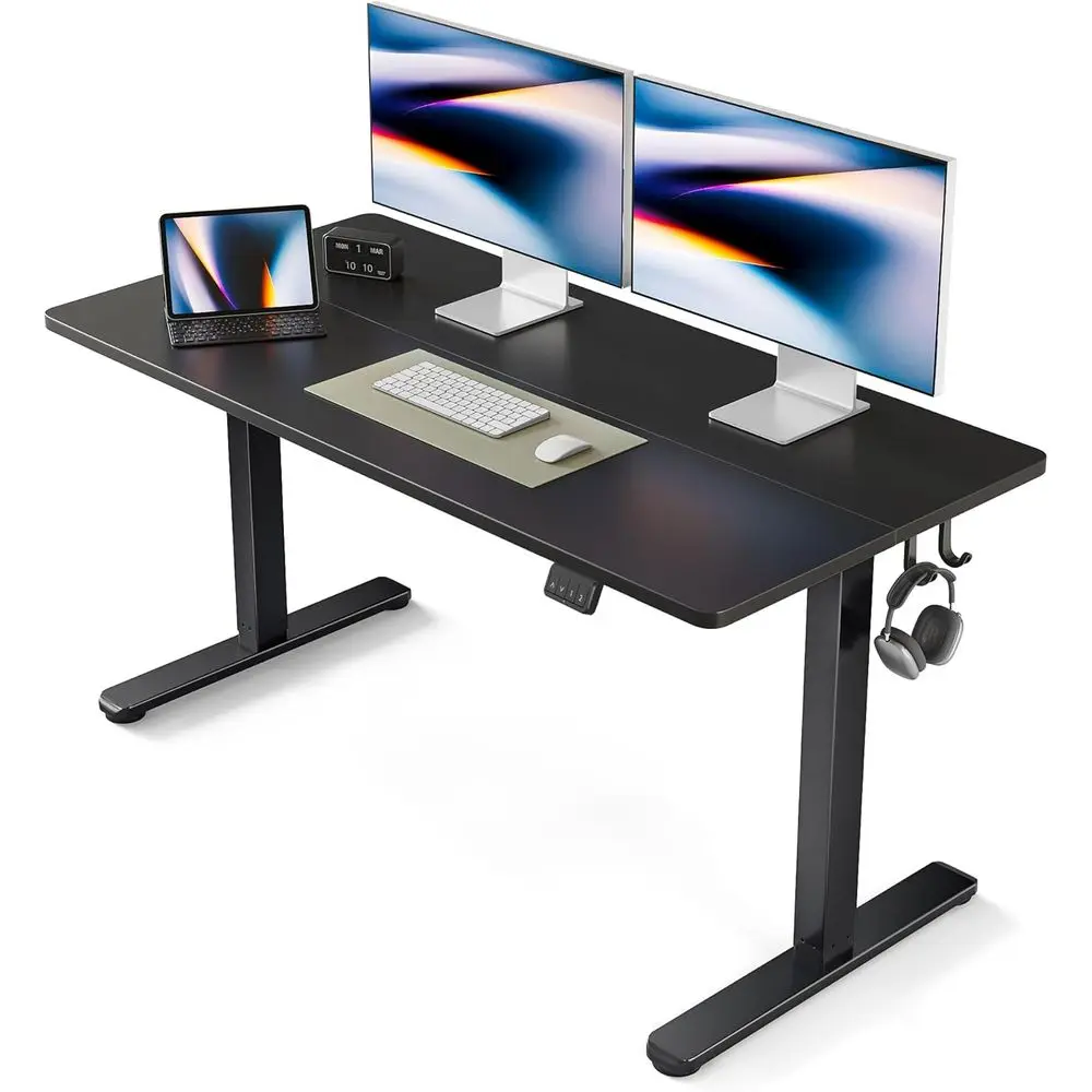 

55 x 24 Inch Adjustable Height Stand-Up Desk, Black, for Home and Office Use