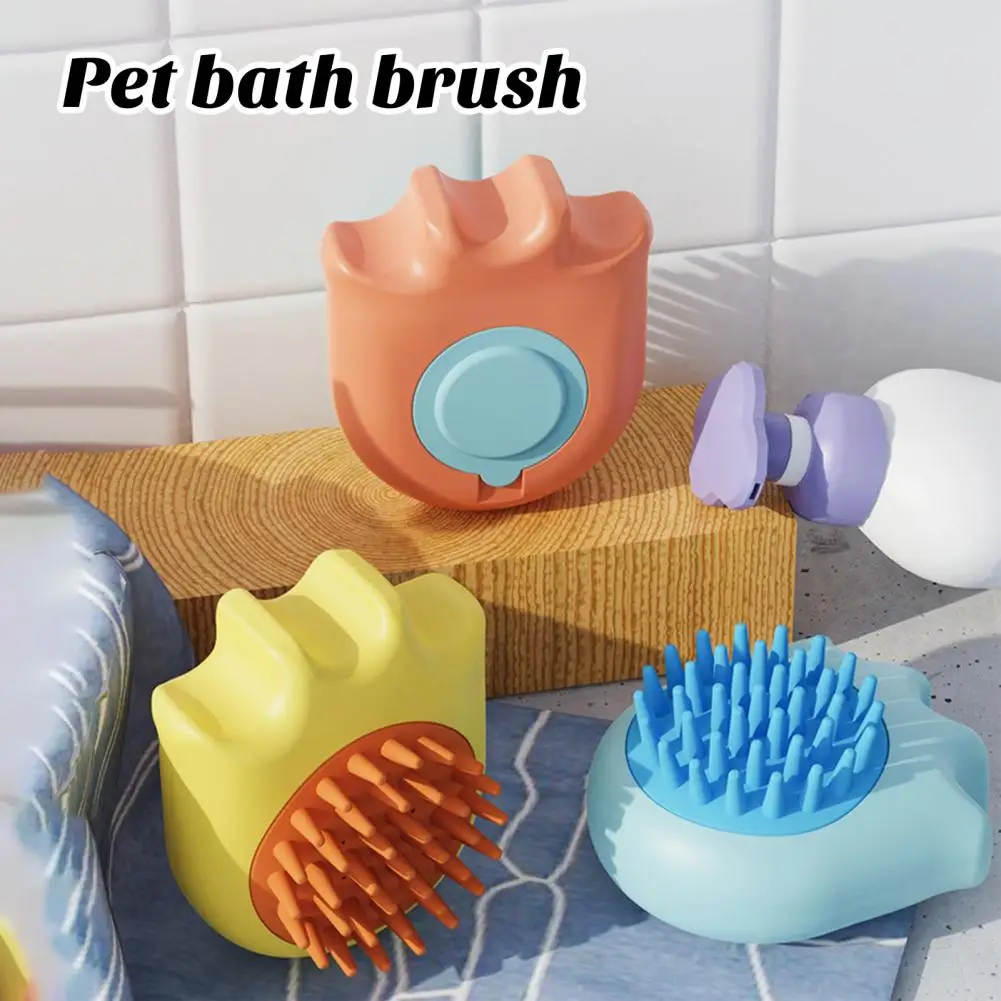 Pet Bath Brush Gloves with Shampoo Dispenser Massaging Silicone Grooming Tool Comfortable Bathing Pet Brush