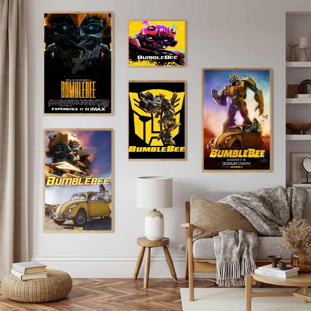 B-Bumblebee Movie DIY Sticky Poster Whitepaper Prints Posters Artwork Vintage Decorative Painting