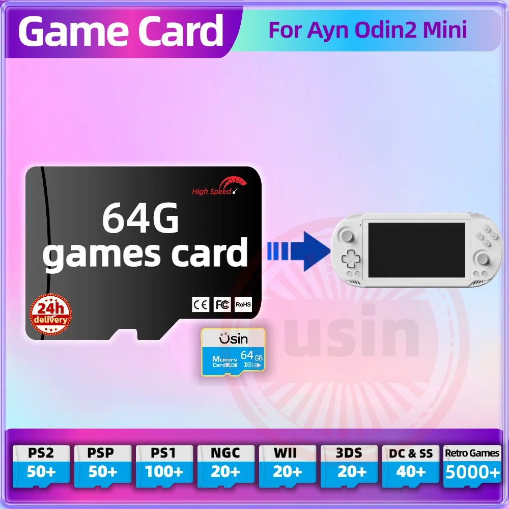 Game Card For Ayn ODIN 2 ODIN2 Mini TF Retro Games PS2 PSP PS1 Android portable Handheld Gaming SD Card High Speed 64G