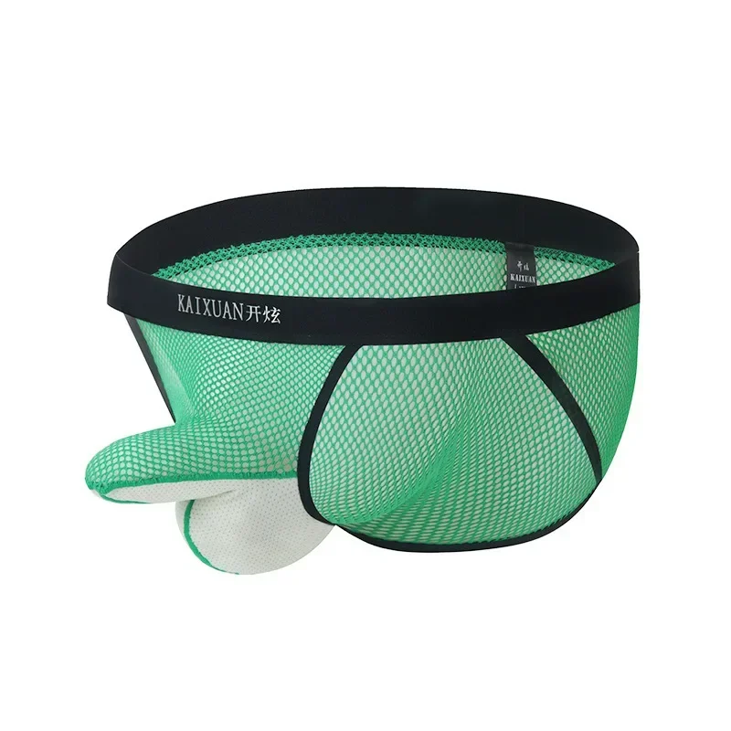 

Men's Erotic Brief Hollow Fishnet Elephant Nose Underwear Gays Mesh Transparent U Convex Pouch Underpants Sissy High Fork Tangas