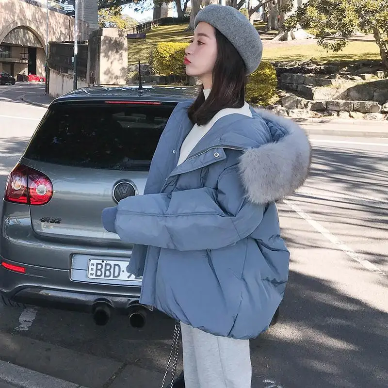 Chaqueta de pan corta versión coreana para mujer, Chaqueta de algodón gruesa suelta ins, Linda Chaqueta de algodón de gran tamaño para estudiantes de invierno