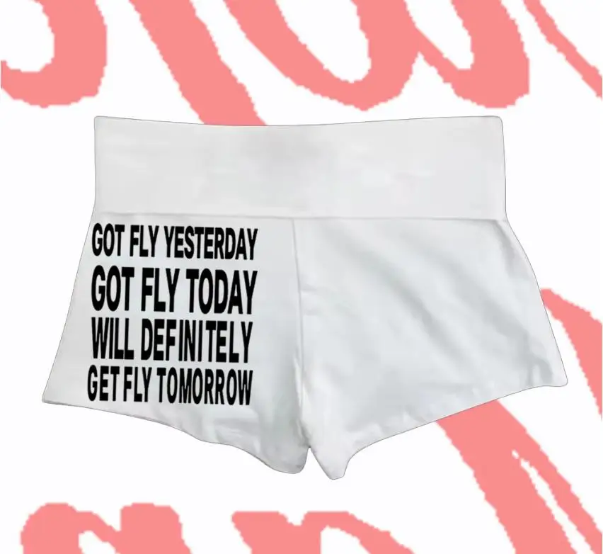 

English letter pattern printed sexy fashionable shorts trendy white refreshing comfortable summer versatile daily high street