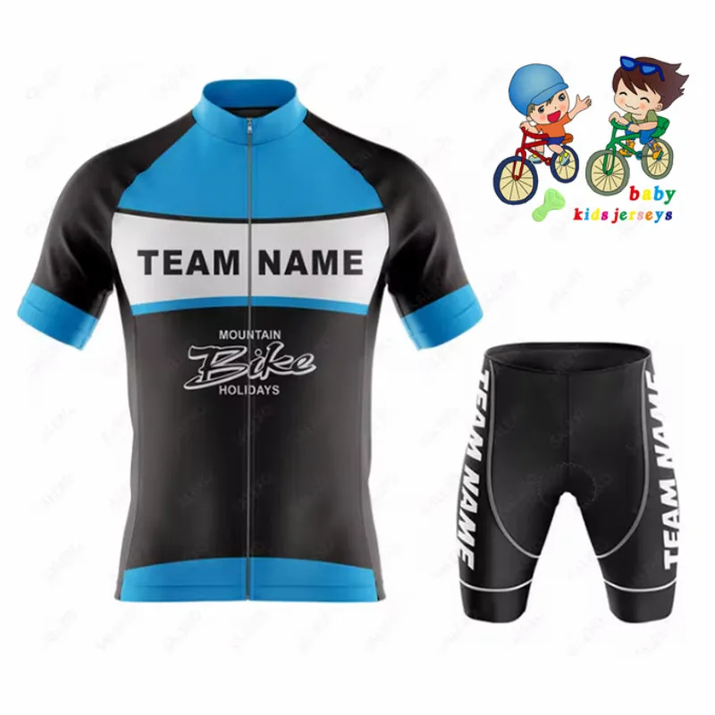 

Kids Team Name Summer Cycling Jersey Set Bike Shorts Set Mens MTB Ropa Ciclismo Short Sleeve Bicycle Shirts Maillot Clothing