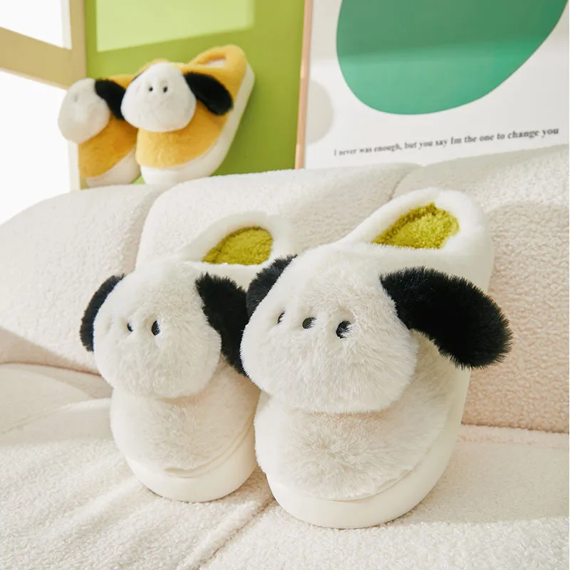 Autumn and Winter Ant Love New Product Cartoon Cute Big Ear Dog Warm Soft Couple's Home Cotton Slippers for Men and Women