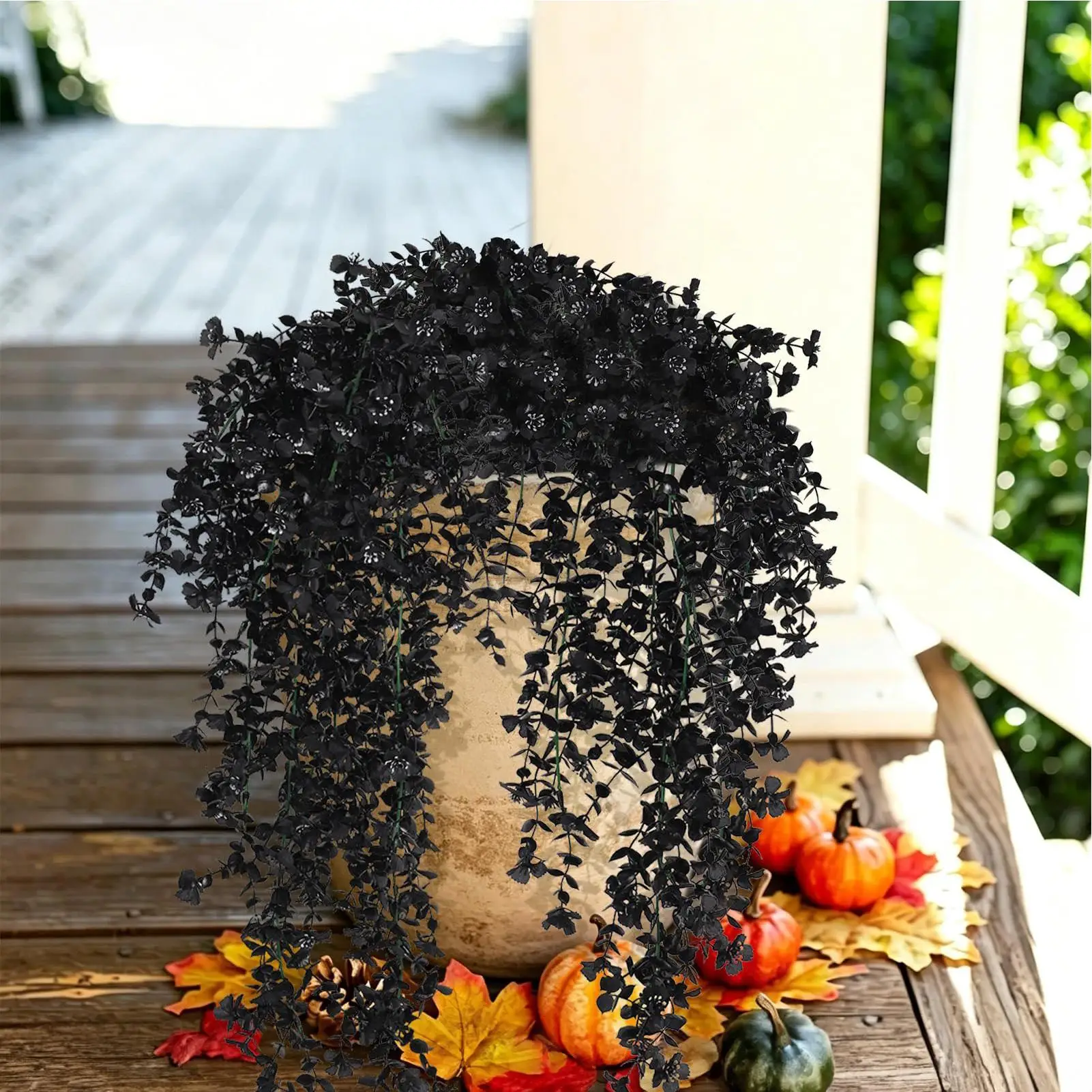 Black Artificial Hanger Vines 6 Pieces Flexible Weatherproof Gothic Halloween Fake Plants Vines Home Decorations For Fireplace