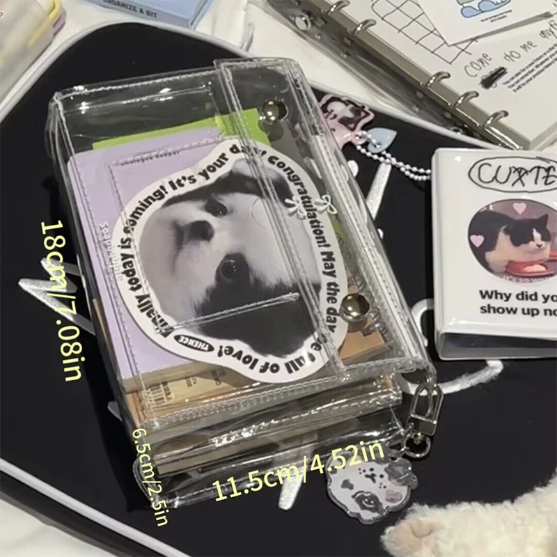 Nieuwe Transparante Eenvoudige Kawaii Meisjes Pvc 6 Lagen Opbergtas Make-Ups Briefpapier Potlood Zak Potlood Potlood Case Kaarthouder
