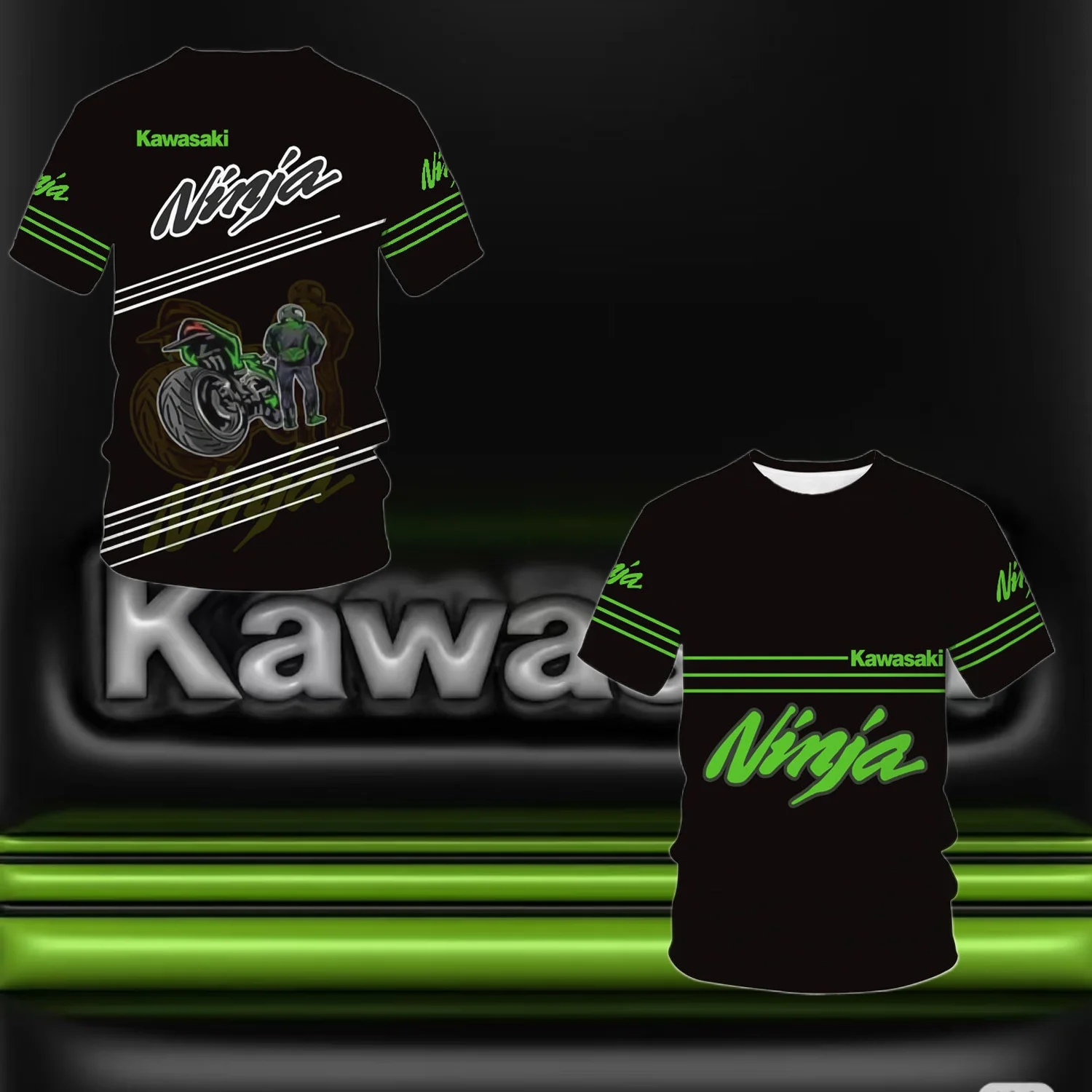 

25/26Kawasaki, оригинальная авторизованная футболка, футболка с принтом, быстросохнущая, впитывающая пот, свободная, удобная, локомотив, модная мото